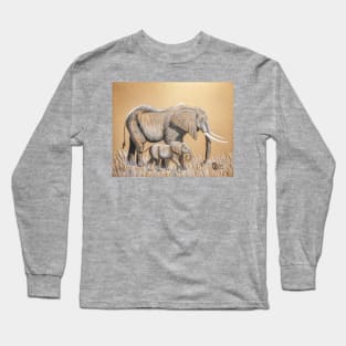 Elephant Mom with Baby Long Sleeve T-Shirt